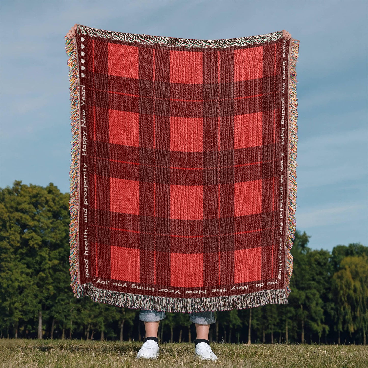 Custom Message Blanket - Personalized Tartan Pattern Throw Blanket