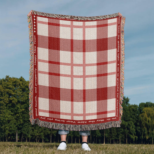 Custom Message Blanket - Personalized Tartan Pattern Throw Blanket