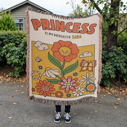 My Favorite Princess is My Daughter - Personalized Woven Blanket for Daughter