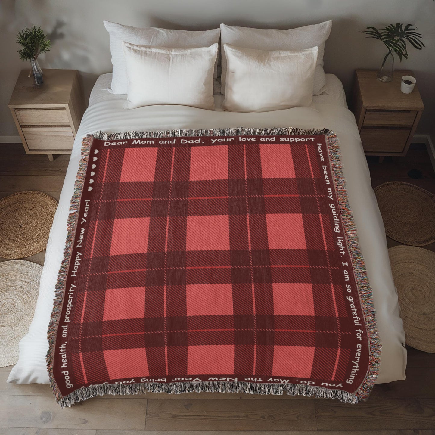 Custom Message Blanket - Personalized Tartan Pattern Throw Blanket