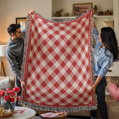 Custom Message Blanket - Personalized Tartan Pattern Throw Blanket